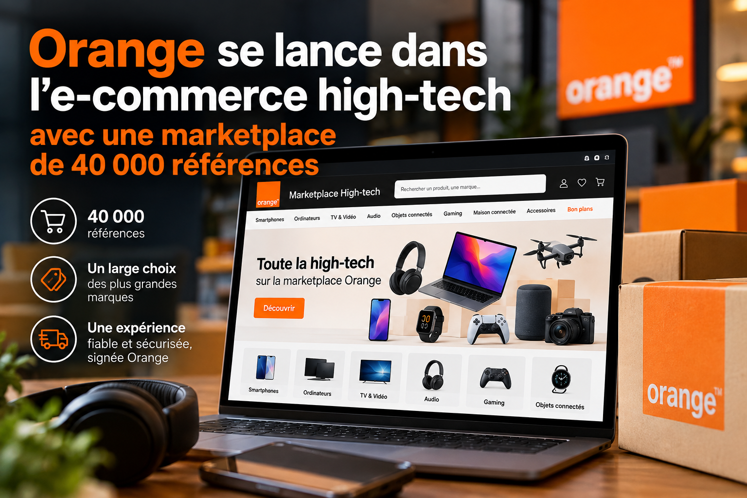 Lire la suite à propos de l’article Orange se lance dans l&rsquo;e-commerce high-tech avec une marketplace de 40 000 références
